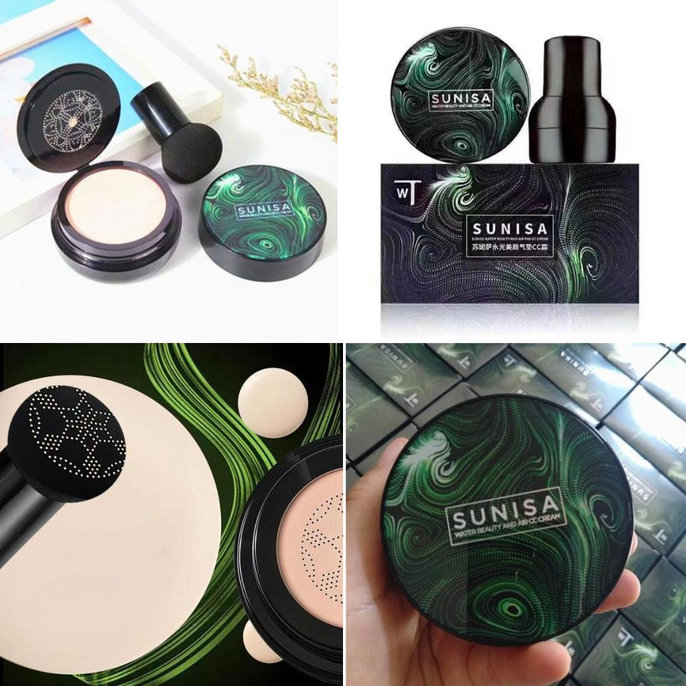 OUT OF STOCK SUNISA 3-in-1 Air Cushion CC & BB Cream | Waterproof Moisturizing Foundation with Sponge