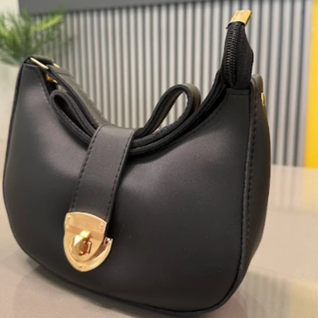 Crescent Leather Luxury Shoulder Bag for Women | Deep Green