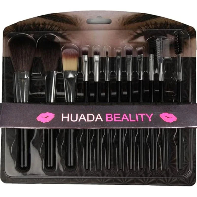 Makeup Brush Set – 12-Piece Professional Makeup Tool Kit | Soft, High-Quality Synthetic Bristles | Huada | Fit Me | Pabibrow