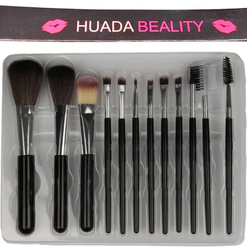Makeup Brush Set – 12-Piece Professional Makeup Tool Kit | Soft, High-Quality Synthetic Bristles | Huada | Fit Me | Pabibrow