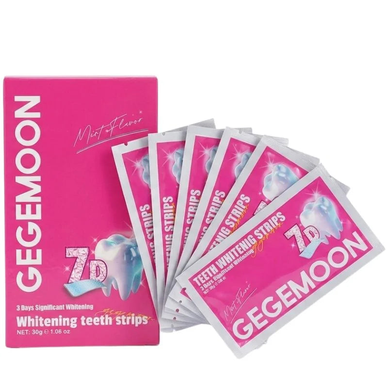 Gegemoon 7D Teeth Whitening Strips | Professional 7-Day Whitening Kit | Enamel Safe Teeth Whitening Strips | Deep Stain Removal | Mint Flavor | 7 Pairs